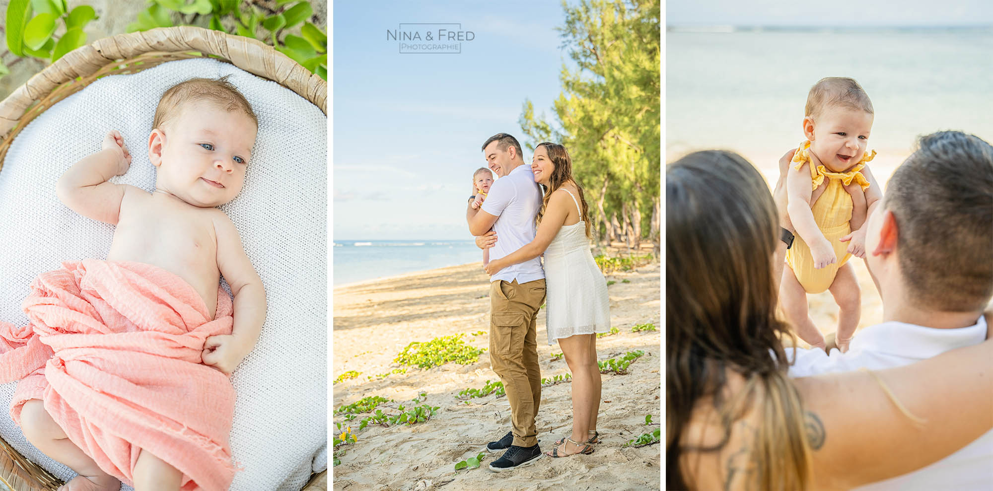 Photographe naissance Réunion shooting plage M&A&A
